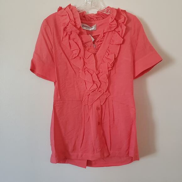 Patrizia Luca Tops - Patrizia Luca Coral Buttondown Blouse w Ruffles Size Medium